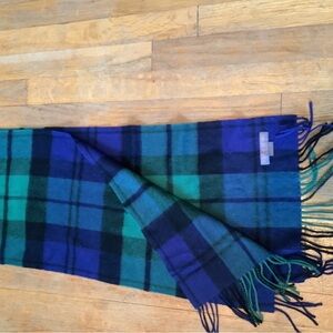 Louisa Perini Cashmere Scarf Multicolor Plaid‎ with Fringe 100% cashmere